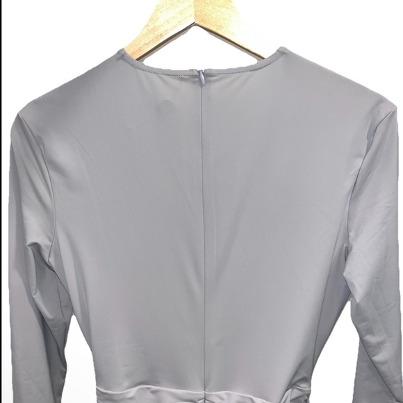 ALEX PERRY Presley dress midi grey silver 14 ruched stretch knit formal NWT NEW - Picture 10 of 15